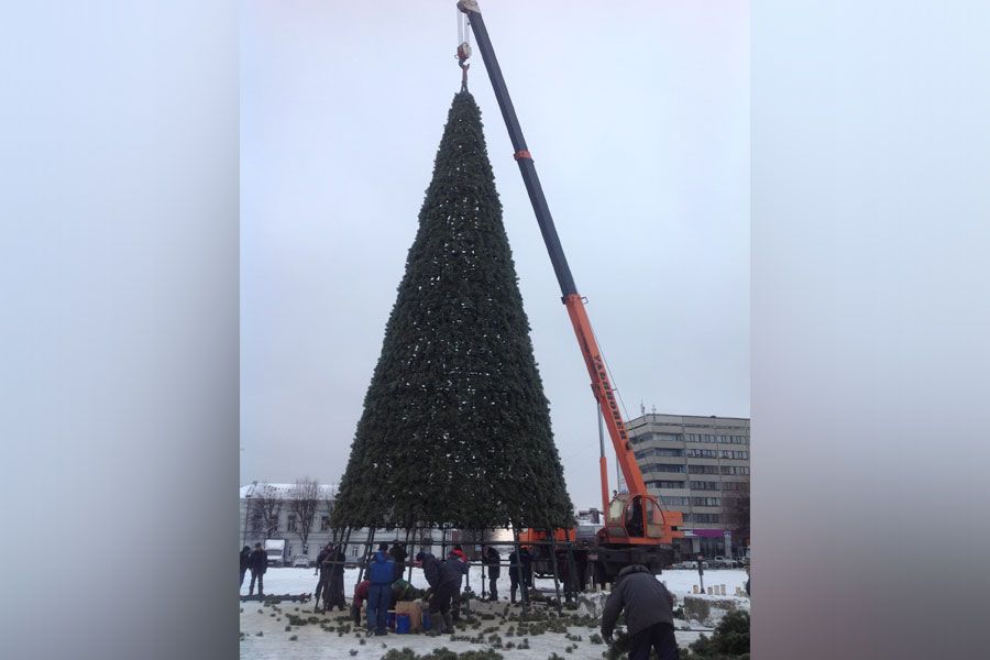 25.11 08:00 На Соборной площади Ульяновска устанавливают главную новогоднюю ёлку города